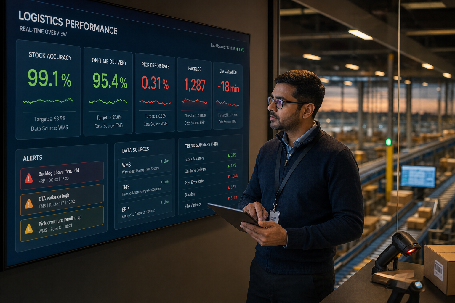Logistiek data dashboard met KPI's